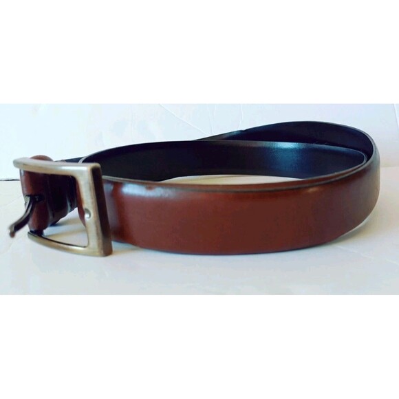 Men's Italian Leather Dress Belt Size 38 Brown Made In Italy Work Minimalist - Picture 2 of 11